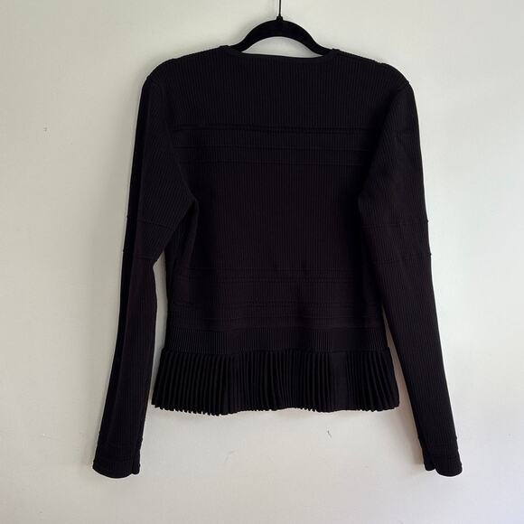 Jason Wu Collection Black Peplum Cardigan Sweater Laser cut Design Pristine Lg - Picture 6 of 7